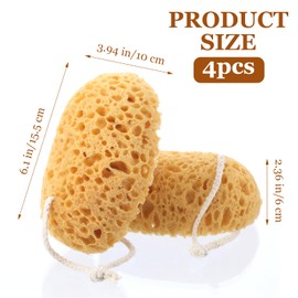4 pcs Classic Bath Sponge, Foam Loofah Body Scrubber Brush, Yellow Soft Exfoliating Body Wash Sponge for Shower, Deep Cleansing Gentle Hangable Large Shower Sponges for Men & Women