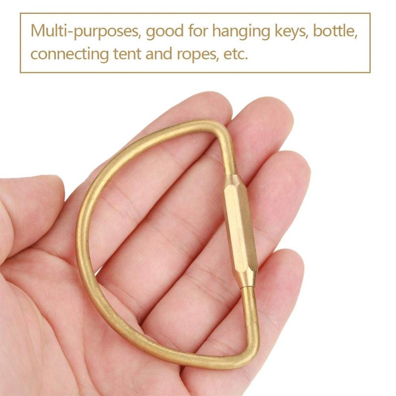 Keychain Hook Clip, Brass Screw Lock Carabiner Clip Hook Keychain