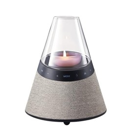 BLUEMAN Portable Bluetooth Speaker with Candle Holders, White Noise,TWS Pairing, Real Clear Glass Cover, Artistic Speaker (Light Brown)