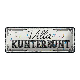 FEMER Tin Sign with Saying 27 x 10 cm Villa Colourful Decoration