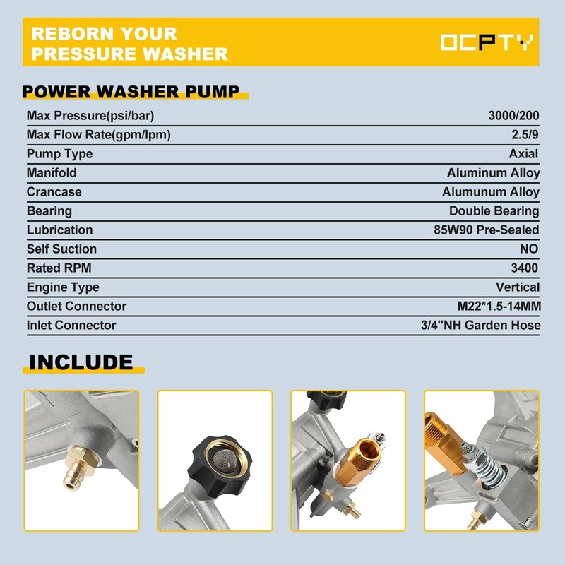 OCPTY 2800 PSI PRESSURE WASHER WATER PUMP fits Sears for