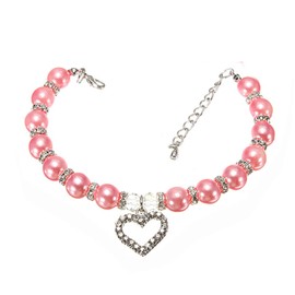Kisata Cat Dog Collar, Collar, Stylish, Heart Shape, Cat Necklace, Choker, Accessory, Diamond Decoration, Lightweight, Sparkling Safety Buckle, Elastic Adjustable, Cute Collar, Jewelry, Fashion Accessory (Small: Adjustable Length, 10.2 inches (26 cm)