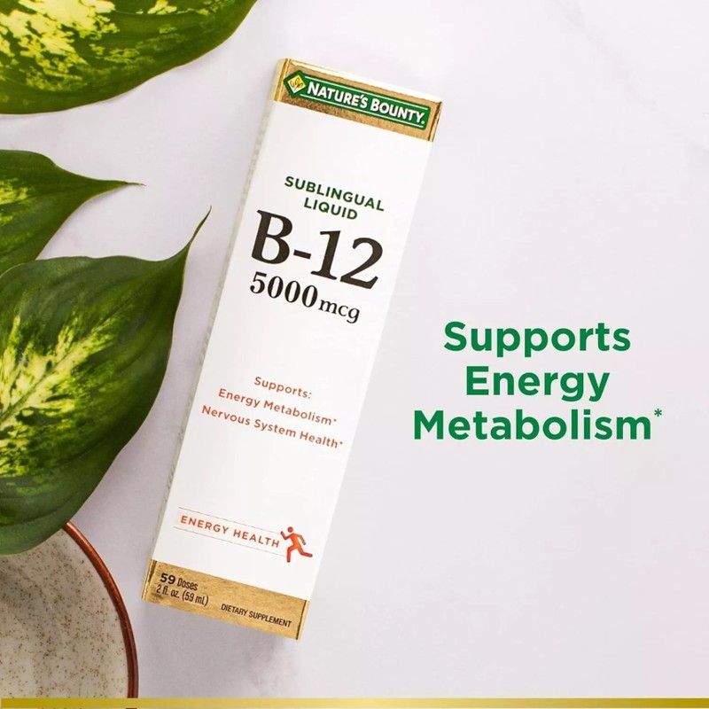Liquid B-12 5000 mcg Sublingual B12 Energy Metabolism Support Expiry