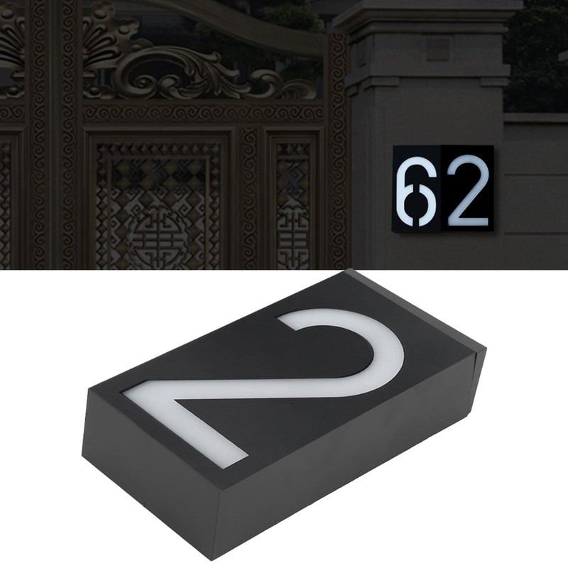Outdoor Solar Power LED Number Sign Light House Hotel Store