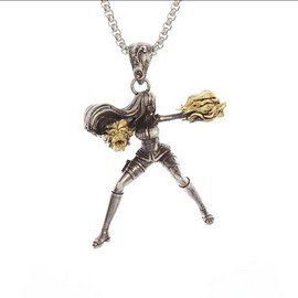 Unbranded Twin Lions Jewelry Vintage Sexy Goddess Fighting Cheerleader Pendant Necklace