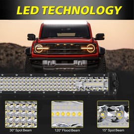 40 Inch LED Light Bar, AKD Part 310W Quad Row LED Offroad Driving Light Bar Spot Flood Combo Work Light Roof Hood Bumper Light for Truck Pickup SUV UTV Boat Wrangler