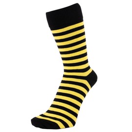 ZAKIRA Finest Combed Cotton Striped Dress Socks for Men, Women (Yellow/Black, UK 4-7)