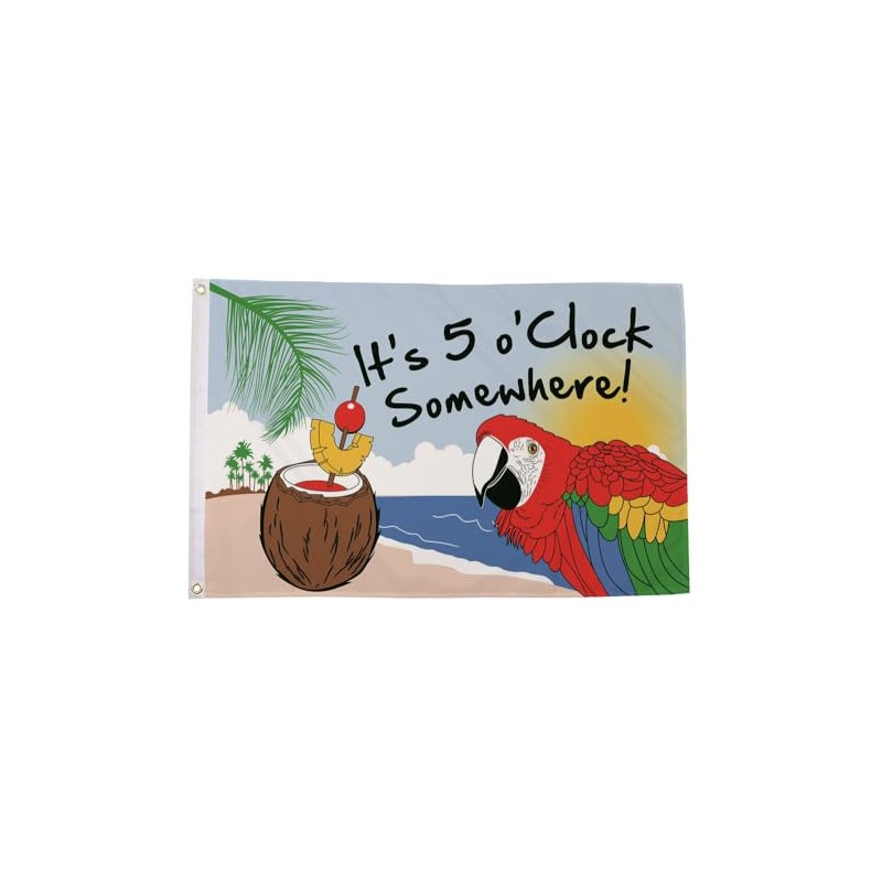 Flagtex It's 5 o'clock Somewhere Parrot & Coconut (A) Flag