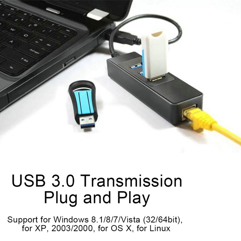 DM HE27 RTL8153 USB 3.0 Ethernet Converter Adapter with 3