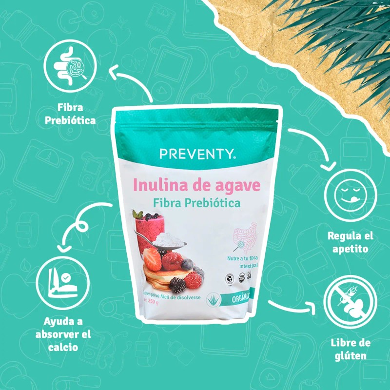 Fibra Prebiotica,inulina De Agave 100% Organica,peventy 350g