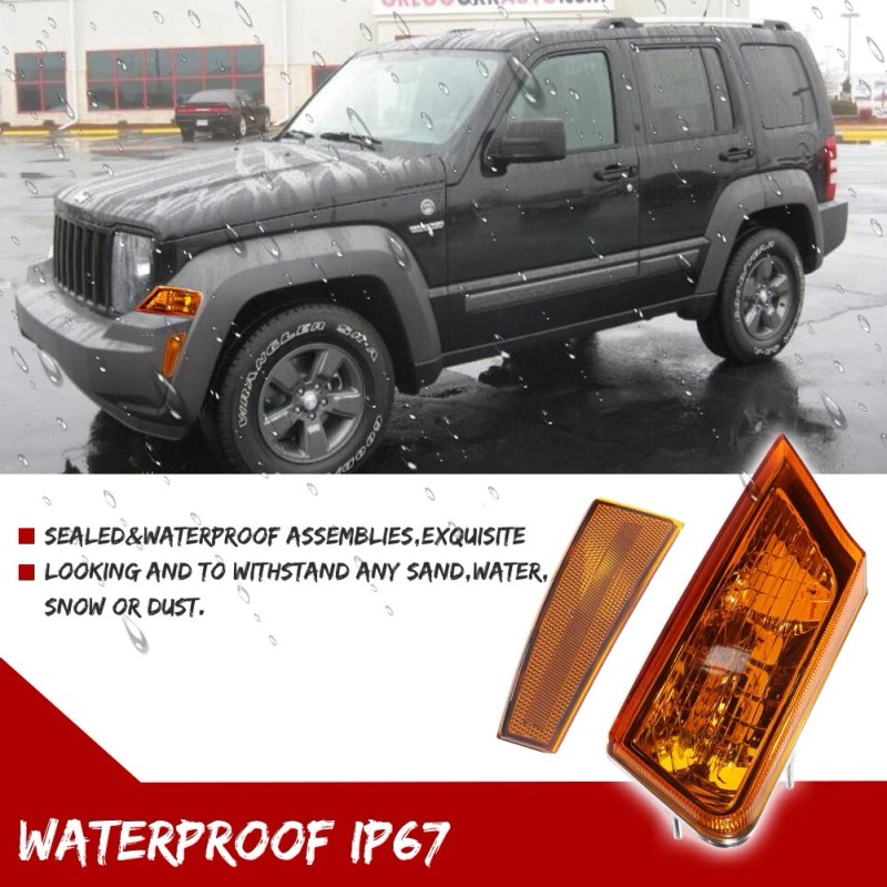 GTINTHEBOX COMBO Amber Bumper Signal +Bumper Side Marker Lights For