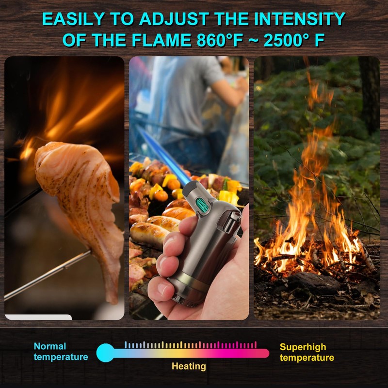 Refillable Butane Torch Lighter - Super Long Flame, Windproof, Adjustable