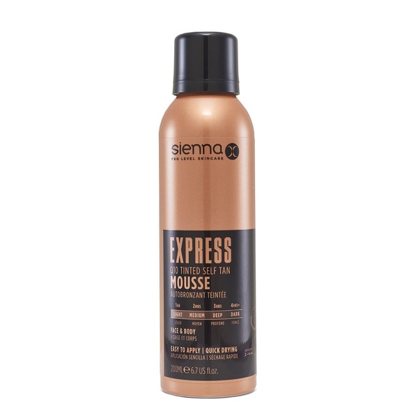 Sienna X Express Q10 Selbstbräunungsschaum, 200 ml, schnell trocknende Formel,