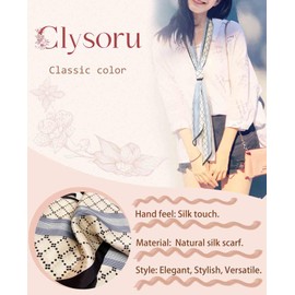 Clysoru Silk Neck Scarf Printed Scarves Head Women'S Fashion Oblique Angle Satin Scarfs For Bag Hair 59” X 5.9”