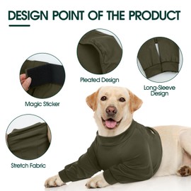 Kuoser L Dog Surgery Recovery Suit, Dog Recovery Suit Female, Dog Forelegs Recovery Suit, Surgical Recovery Clothing, Dog Leg Brace, Leg Wound Protector, Elbow Support for Dogs, Army-Green