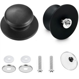 Heanvmyss Pot Lid Knob,2 Pcs Universal Pot Lid Replacement Knobs,Universal Saucepan Lid Cover Knobs,Kitchen Cookware Knob Handle,Circular Handgrip for Slow Cookers,Skillets(Black)