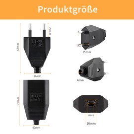 Pack of 6 Euro Plug Flat European Flat Plug, Plug 250 V, 2.5 A Plug 2 Pin, Euro Plug Flat, Euro Coupling Flat, Power Plug, Schuko Plug European Plug (Black)