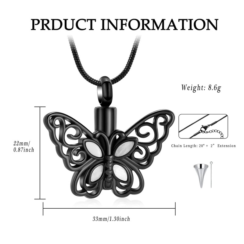 Butterfly Urn Necklace for Ashes Stainless Steel Keepsake Memorial Urn