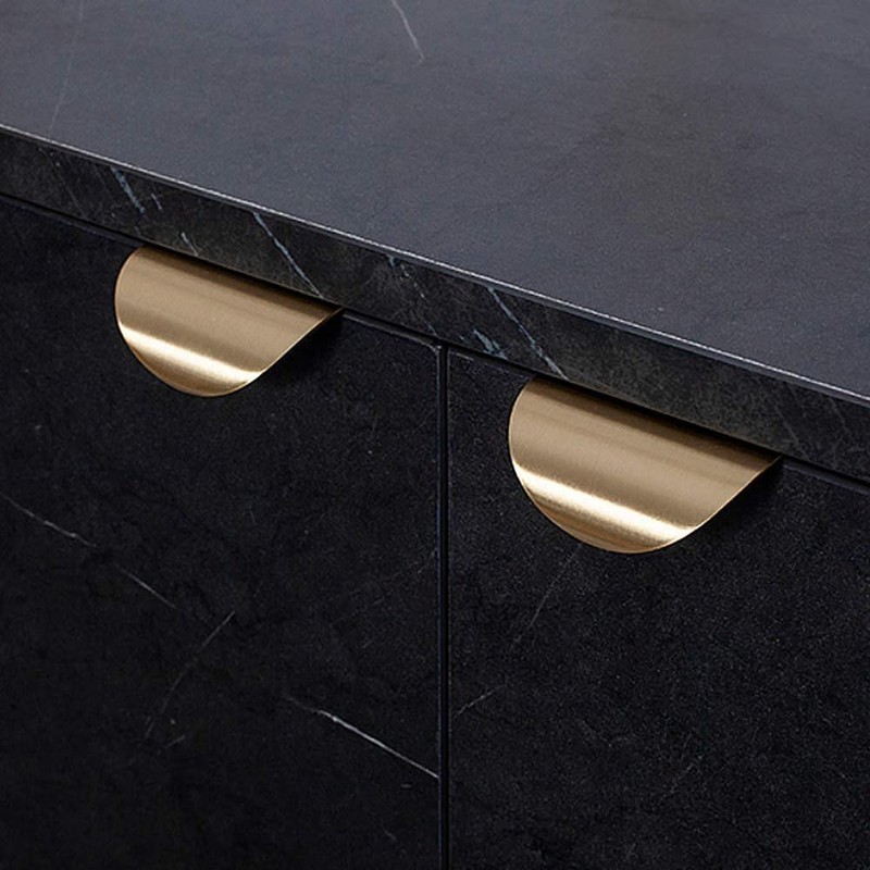 Oneyijun 2 Pcs Leaf Shape Cabinet Drawer Wardrobe Door Brass