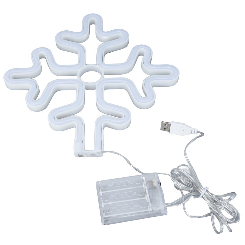 70in Neon Sign Romantic Christmas Snowflake Battery USB Powered LED