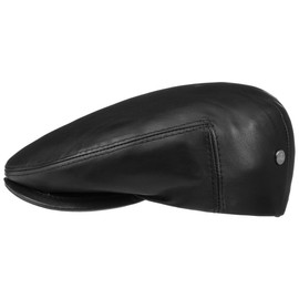 Lierys Nappa Leather Flat Cap Men's Cap - Leather Cap Made in Italy - Flat Cap Made of Leather - Flat Cap Summer / Winter - black, size: 54