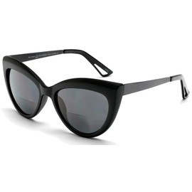 SAMBA SHADES Bifocal Reading Sunglasses Fashion Cat Eye Sunglass Readers Oversized Women's CatEye Glasses Matte Black Rx 1.75