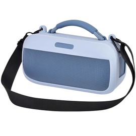 Case Compatible with Bose SoundLink Max Portable Speaker, Silicone Cover Pouch Bag with Travel Carrying Shoulder Strap, Ideal for Mountaineering, Hiking, and Outdoor (Blue)