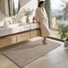 Color&Geometry Bathroom Rugs 60x24,Large Extra Soft Chenille Bath Mat,Taupe