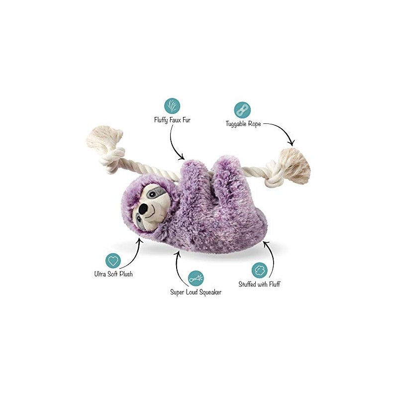 Fringe Studio Dog Toy, Violet Sloth On A Rope-Plsh Pet