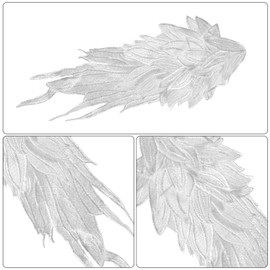 levylisa 1 Pairs White Angel Wings Lace Applique Shoulder Badge Ornament Embroidery Decorative Lace Patch for Party DIY Wedding Decoration Dress