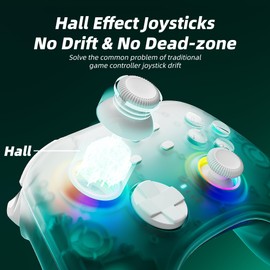 Mytrix Wireless RGB Controller mit Hall-Effekt-Joysticks und Hall-Triggern (kein Drift, keine Deadzone), erweiterter Gamecontroller für Windows/NS/Steam/Android/iOS mit 3,5-mm-Kopfhöreranschluss