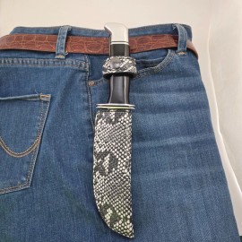 Buck Knives 119 Sheath Right Pull Faux Domino White python skin sheath only