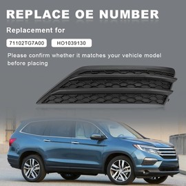 JDMON Front Fog Light Cover Compatible with Honda Pilot 2016 2017 2018 Replaces 71102TG7A00 HO1039130 (Right Passenger Side)