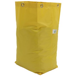 UKCOCO Janitorial Cart Bag, Yellow, Canvas, Solid, 69.00X40.00X28.00cm, 6 Metal Hanging Holes, Replacement Bag for Cleaning Carts in Hotels