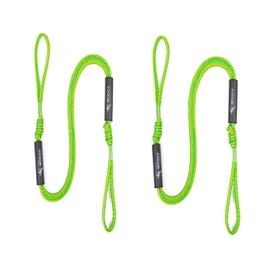 MOPHOEXII 2 Pack Bungee Dock Line and Anchor Line Stretches 4-5.3 ft-Absorbs dock cleats, Docks, Pylons, and Anchors. Reduces Pull for Your Boat, SeaDoo，Pontoon, PWC, Jet Ski, Kayak(Green-2pcs)