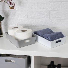 3 x Organiser Boxes - 6 cm High - Grey - 25 x 17 x 6 cm - 2 Litres - DIN A5 - Drawer Organiser Drawer - Organiser Box - Plastic Organiser System - Storage Bathroom Basket Cupboard Desk