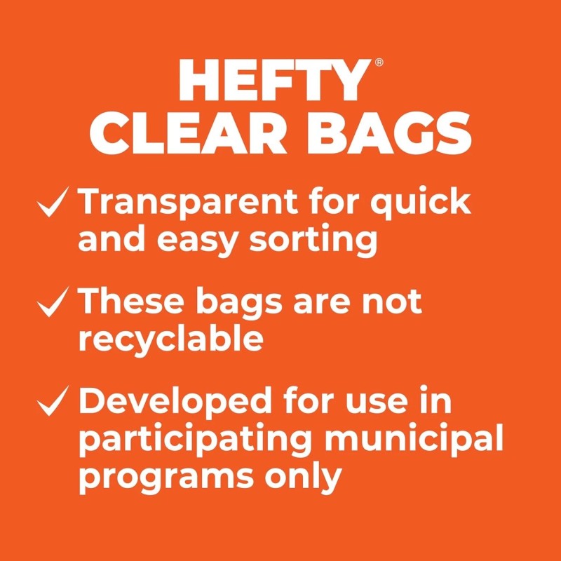 Hefty Clear Trash Bags, Clear, 13 Gallon, 60 Counts (Pack