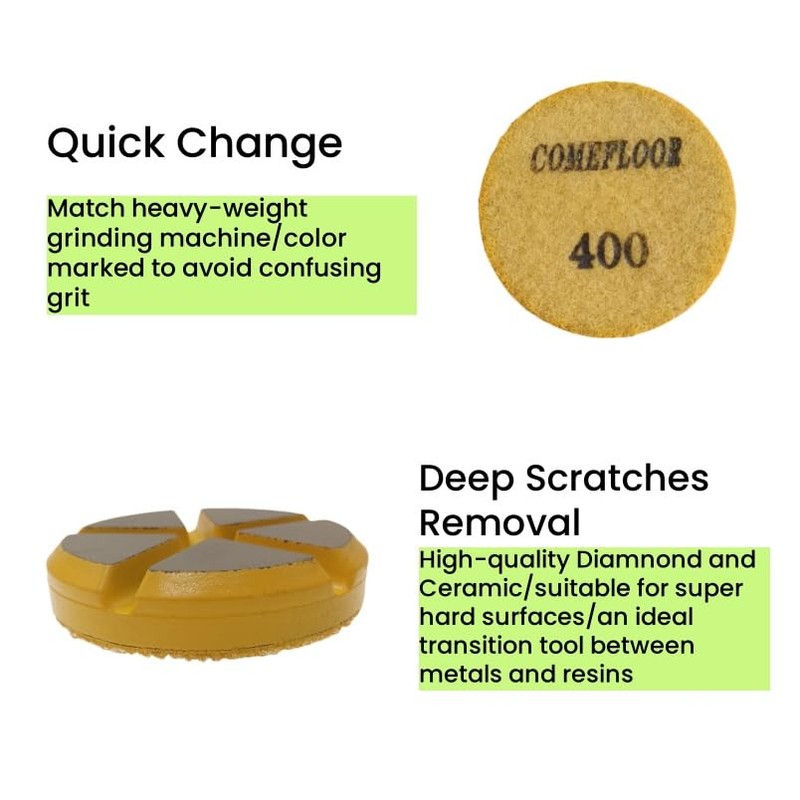 Hybrid Ceramic Transitional Diamond Polishing Pucks for Concrete Terrazzo Floor,