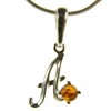Baltic amber and sterling silver 925 alphabet letter A pendant
