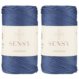 Sensy Premium 3mm 131 Yards Polyester Rope 100% Polypropylene Cord Macrame Cord 3mm Crochet Bag Cord Macrame Rope Crochet Thread Gift for Knitter (Denim)