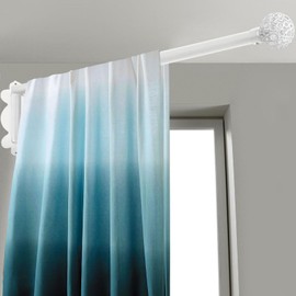 Swing Arm Curtain Rod, 47'' Long, 1.1'' Diameter, Rotate about 180 degrees, Detachable Ball Finial, White, 1 piece