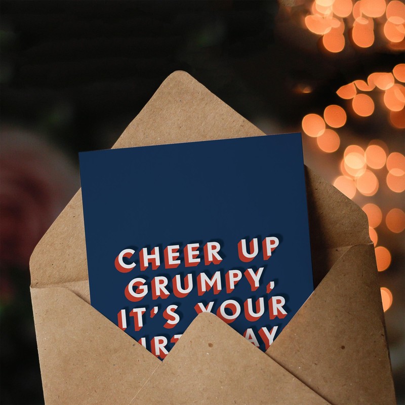 Artery8 Cheer Up Grumpy Modern Funny Cheeky For Him Birthday