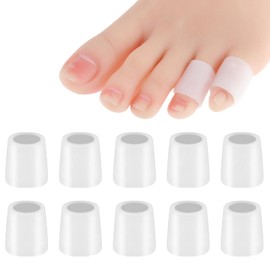 Gjinxi 10 Pcs Silicone Toe SleevesSoft Gel Protector Toe Cushions, Cuttable Pinky Toe Sleeves Protectors Corn Protectors Toe Tube Pads for Hammer Toe Stubbed Toe Corns Calluses, Open Toe Sleeves