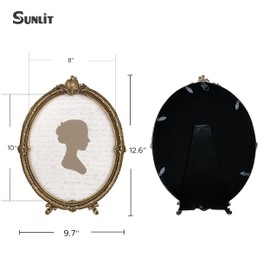 Sunlit Oval Vintage Picture Frame 8x10 Inch, Antique Photo Frames with Glass Front, Ornate Photo Display, Tabletop Wall Hanging, Gift Ideas, 25x20 cm, Bronze