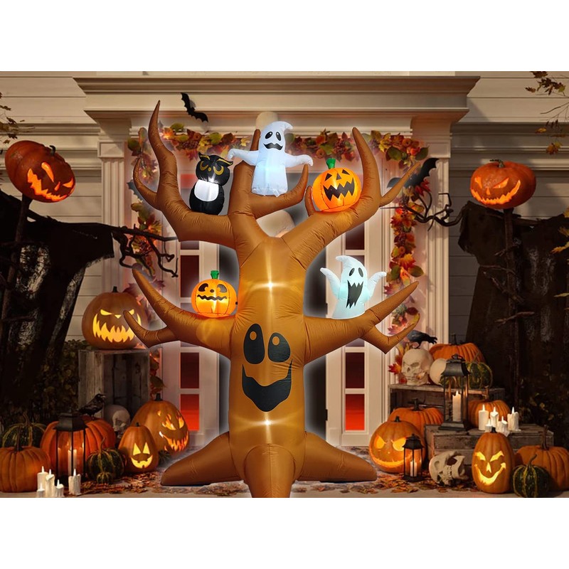 9ft Halloween Inflatable Ghost Tree Halloween Airblown Inflatable Outdoor Decor