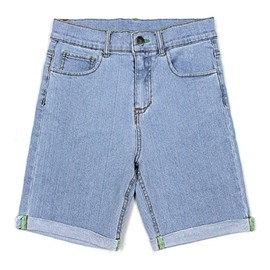 BIENZOE Girl's Denim High Waist Rolled Hem Stretchy Jeans Shorts Pure Blue 10