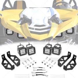 sinocea0 For Yamaha YXZ1000R Bumper LED Headlight Kit 4x Light Pods Mounting Wire Kit 15+