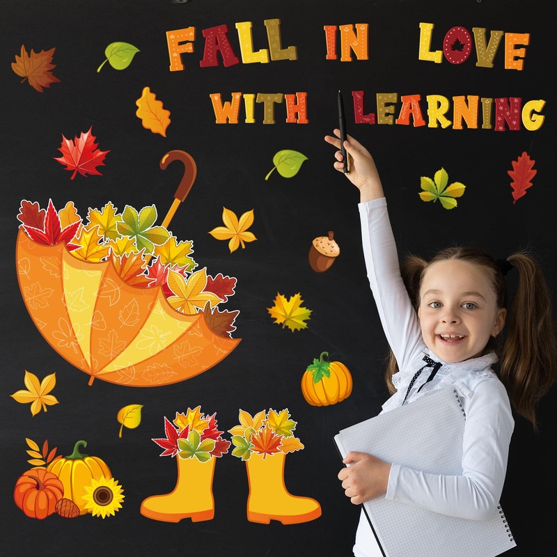 JarThenaAMCS 42Pcs Fall in Love with Learning Bulletin Board Kit