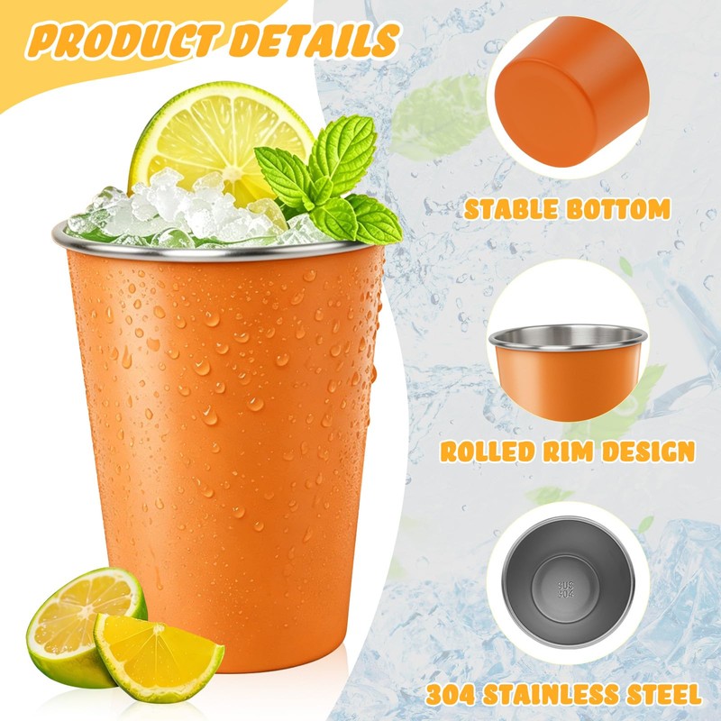 CAOXIAOXUYAO 6 Pack Stainless Steel Cups 12 oz - Unbreakable