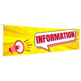 Information Large Banners and Signs for Outdoor by Mavis Printing-Polyester Banner with 4 Holes for Easy Hang Indoor & Outdoor|6x2 Feet HD Print Sign to Promote Events| Made in USA